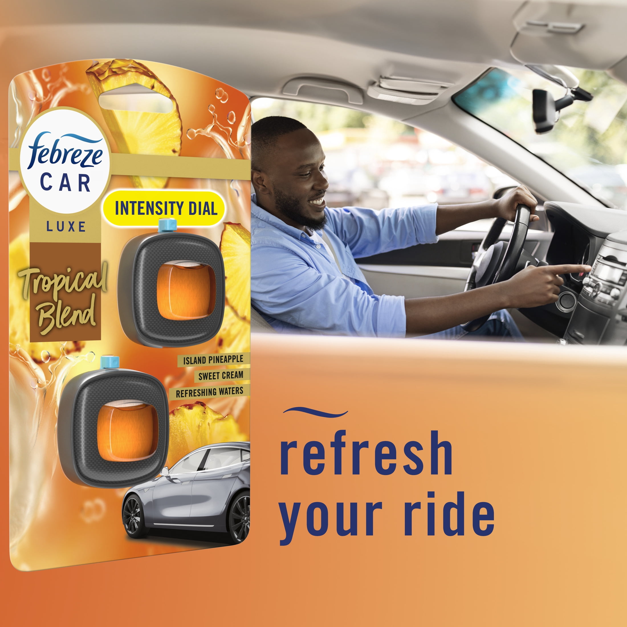 (8 pack) Febreze Car Air Freshener, Odor-Fighting Automotive Vent Clip, Tropical Blend Scent, 2 Count