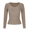 thumbnail image 6 of Annhoo Knitted Tops for Women Casual Slim V Neck Long Sleeve Pullover Shirts Fall Comfy Soft Sweater Blouses, 6 of 6