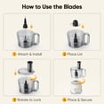 thumbnail image 2 of Plum Chef 10.5-Cup Food Processor and Vegetable Chopper, 5 Stainless Steel Blades & Dough Blade, 3 Modes for Slicing, Shredding & Kneading, Dishwasher Safe, Beige, 2 of 6