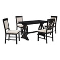 thumbnail image 5 of Atumon Uptown 5 Piece Modern Wood & Fabric Dining Table Set, Black, 5 of 10