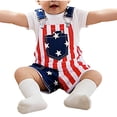 thumbnail image 4 of ATOGUTA Boys Short Overalls Kids Summer Straps 4th of July Jumpsuits Jeans Shortalls Size 1T-5T, Red, 4 of 6