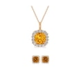 thumbnail image 2 of Paris Jewelry 18K Rose Gold 1ct Halo Citrine Square 18 Inch Necklace and Earrings Set Plated, 2 of 2