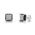 thumbnail image 3 of 925 Sterling Silver Micro-Pave Black & White CZ Square Cube Stud Earrings, Large Square Stud Pushback Earrings, Men's Women's Unisex Jewelry, 3 of 3