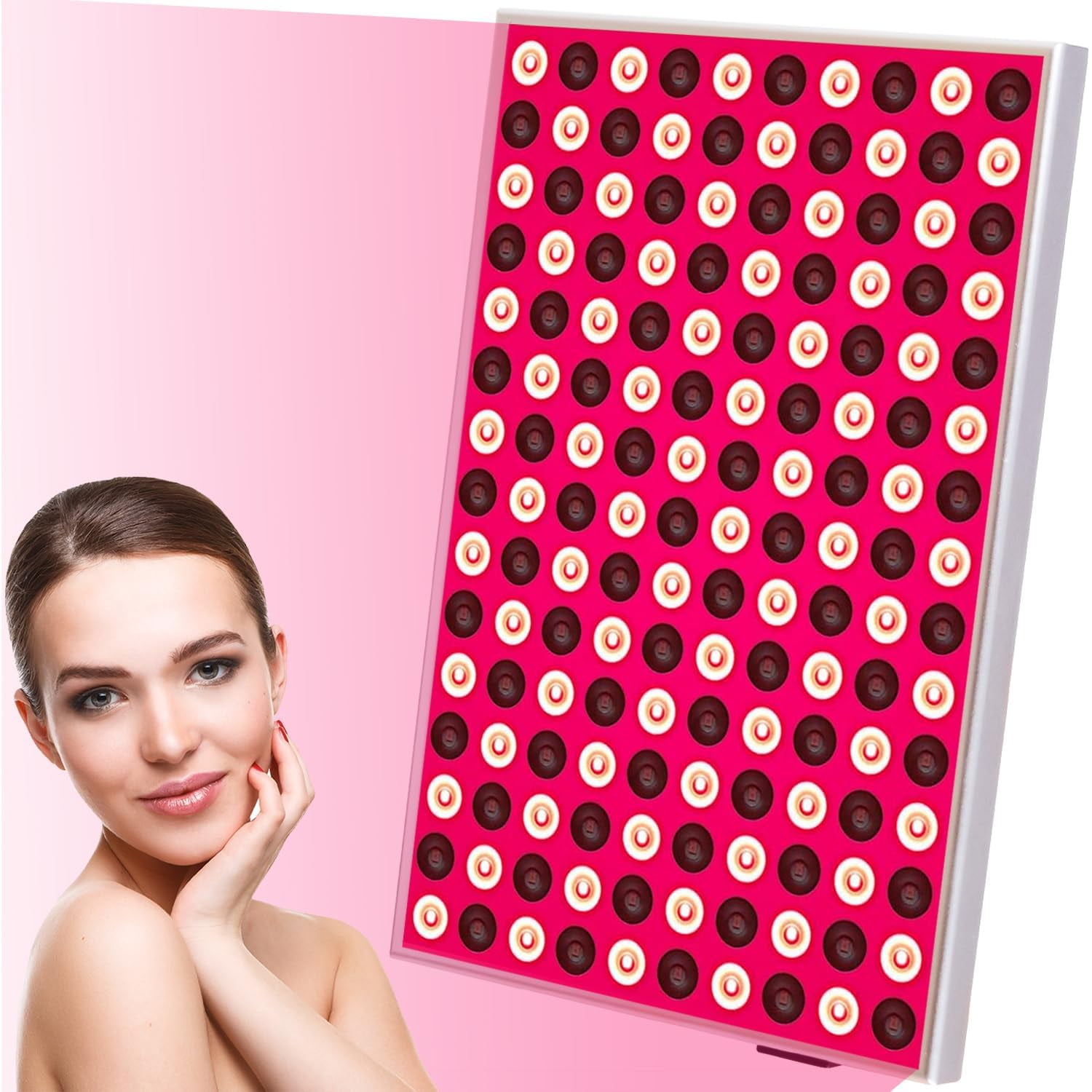 Red Light Therapy Panel for Face and Body, 660nm & 850nm Near Infrared LED Light Box with Stand, Goggles, Hanger and Power Cord, Home Wellness Light Device for Relaxation, Yoga and Reading