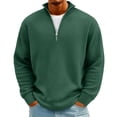 thumbnail image 2 of Domuza Waffle Sweatshirt for Men Casual Stand Collar Quarter Zip Up Pullover Spring Fall Loose Fit Stylish Long Sleeve Ribbed Sweatshirts Army Green M, 2 of 4