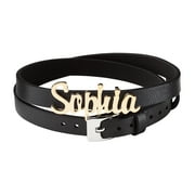 Personalized Women's Sterling Silver or Gold over Silver Script Name Leather Wrap Bracelet And Choker. 14.75"