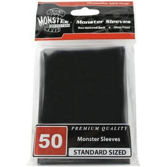 Monster Protectors Sleeves - Standard Size Gloss - Black (Fits MTG Magic The Gathering and Other Standard Sized Gaming Cards) - Great Gift Idea