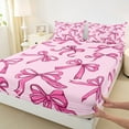 thumbnail image 3 of Manfei Dreamy Pink Bowknot Twin Sheet Sets, Kawaii Cute Cartoon Bow Twin Fitted Sheet, Teens Kids Girls Female Flat Sheet, Microfiber Bedroom Decor, 3-Piece, 3 of 7