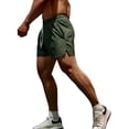 thumbnail image 3 of Men's Performance Athletic Shorts with Moisture Wicking Fabric and Side Slits Featuring Elastic Waist and Drawstring Army Green XXL, 3 of 6