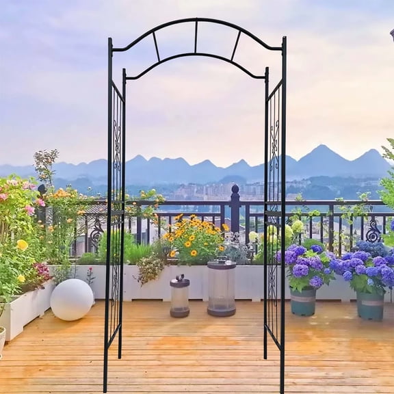 Zhourta 7.5ft Metal Arch for Garden Arbor Trellis and Climbing Plant Thickened Rustproof Garden Arch Wedding Arch Easy to Assemble Long Lasting and Durable