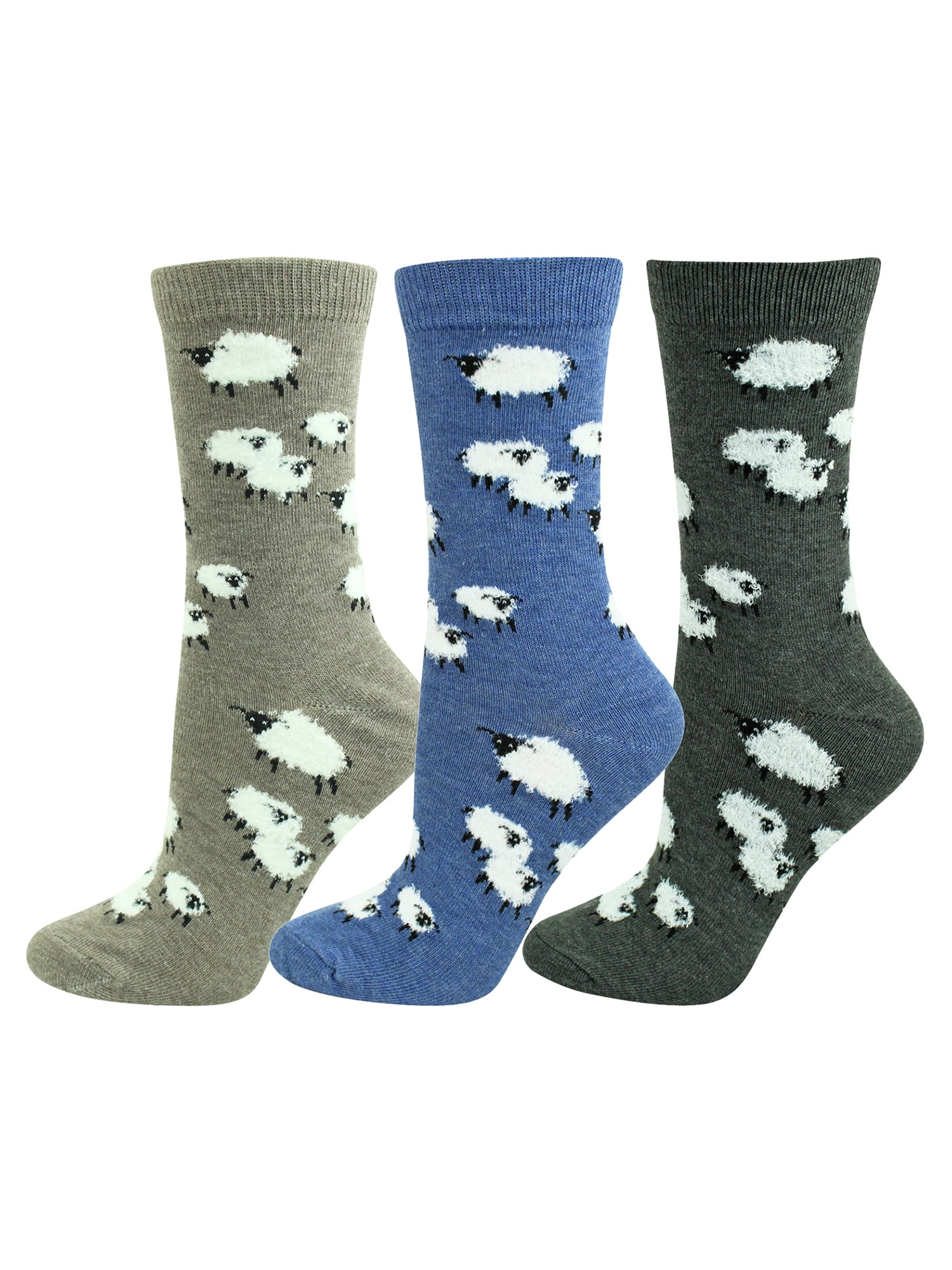Sheep Farm Print Womens Novelty Socks 3 Pair Pack