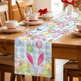 thumbnail image 5 of Happy Easter Table Runner 108 Inches, Spring Watercolor Bunny Eggs Flower Blue Plaid Bed Runner Dresser Scarves Tabletop for Indoor Outdoor Parties/Ceremony/Banquet, 13"x 108", 5 of 8