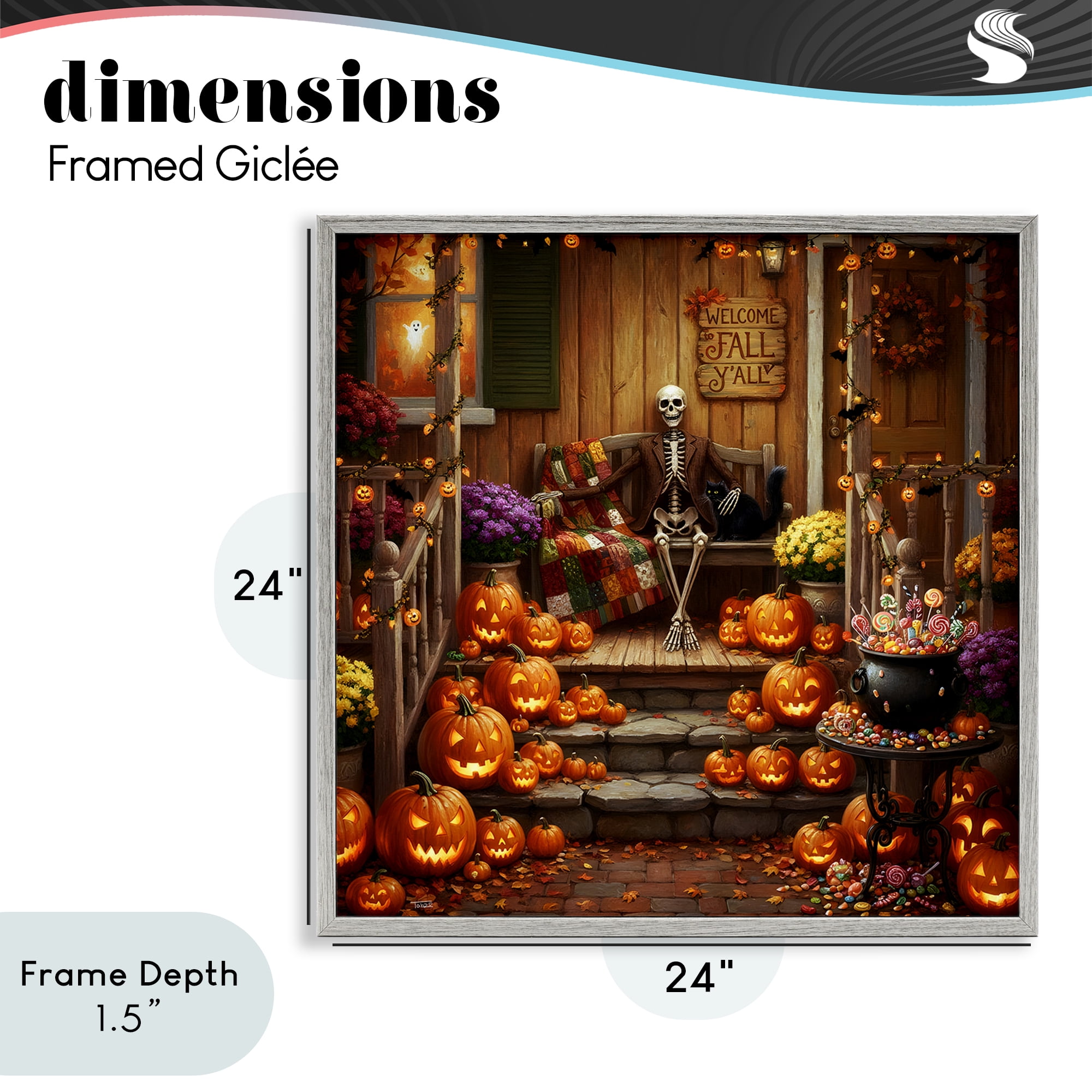 Stupell Industries Welcome To Fall Skeleton Porch Gray Framed Giclee Art, design by Tabz Jones