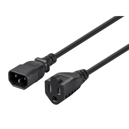 1ft 18AWG Power Adapter Cord Cable - Black (1302)