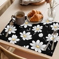 thumbnail image 3 of White Daisy Floral Placemats Set of 8 Spring Summer Flowers Black Place Mats Indoor Wipeable Table Mats Washable Cloth Dining Table Placemats for Kitchen Holiday Party Home Decor 13x19 Inch, 3 of 9