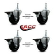thumbnail image 2 of 3.5 Inch Hard Rubber 12MM Threaded Stem Caster Set with Brake, 2 of 2