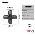 thumbnail image 5 of Conector de manguera de jardín de 3/8 "a 1/4", 8/11 a 4/7mm, bloqueo de púas en T, tapones de extremo de codo recto, adaptador de tubería, accesorio de irrigador, 10 Uds., 5 of 5