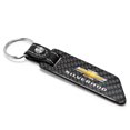 thumbnail image 2 of iPick Image for Chevrolet Silverado Black Real Carbon Fiber Blade Style with Black Leather Strap Key Chain, Official Licensed, 2 of 6