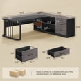 thumbnail image 2 of 71" Executive Desk, L Shaped Computer Desk with Power Outlets, Corner Office Desk with 3 Drawers, Business Furniture Desk, Gray, 2 of 8