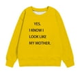 thumbnail image 4 of Mwjwdo Child's Sweatshirt Tops 2025 Fashion Printed Words Crew Neck Pullover Solid Loose Fits Teen Girls Hoodie 1-12 Years Yellow 1 Years, 4 of 4