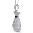 thumbnail image 2 of Simulated Black & White Cubic Zirconia Dollar Symbol Money Stacks Bag Pendant in 14k White Gold Over Sterling Silver (13.40 Cttw), 2 of 4