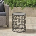 thumbnail image 2 of Noble House Elm 16" Modern Outdoor Iron and Ceramic Tile Side Table - Gray/Black, 2 of 14