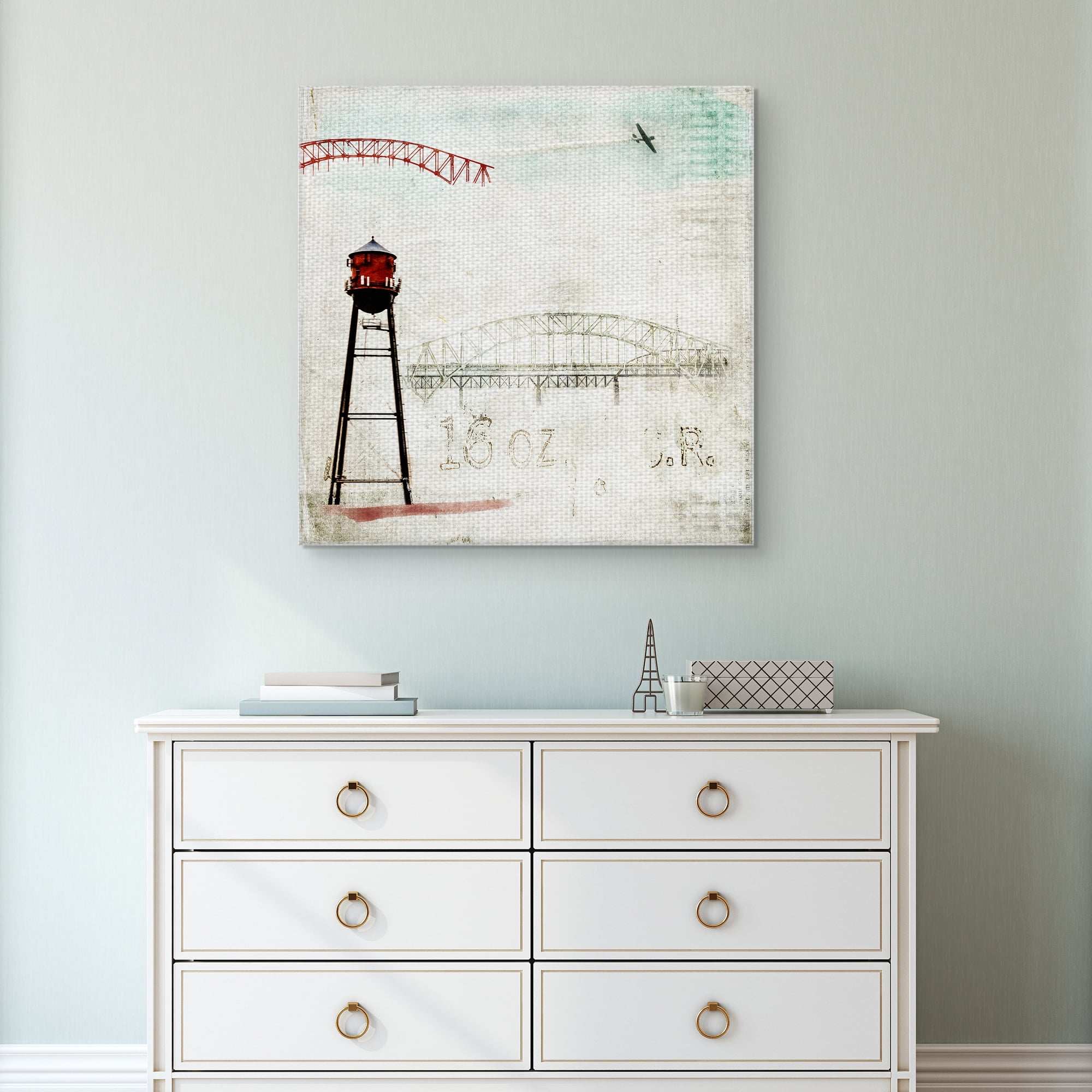 Masterpiece Art Gallery Red Tower & Bridge By Arabella Studios Canvas Art Print 30" x 30"