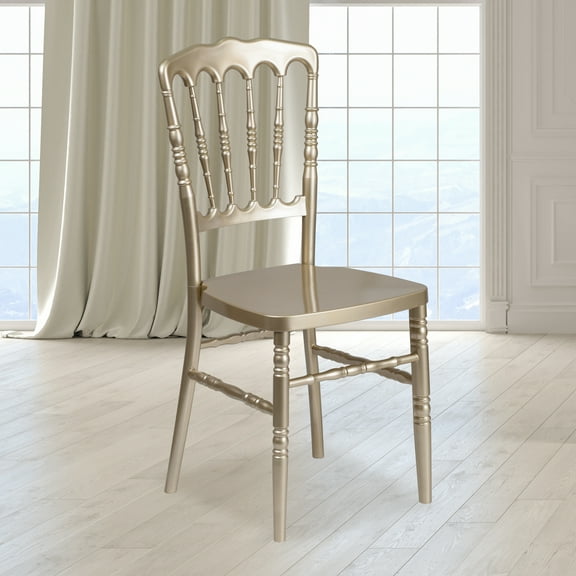 Emma   Oliver Gold Resin Stacking Napoleon Chair