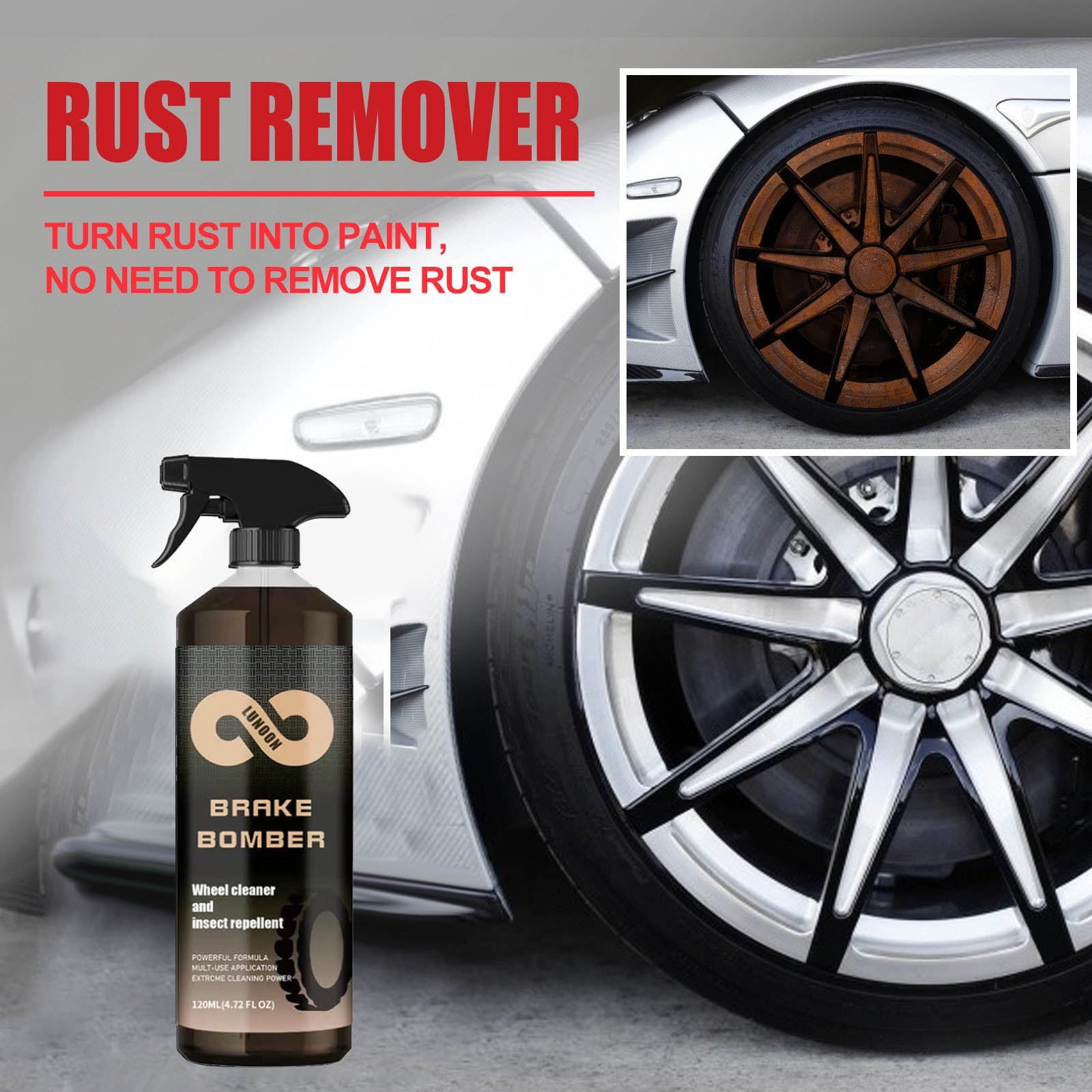Stealth Garage Brake Bomber: 120ml Non-Acid Wheel Cleaner, Perfect for Cleaning Wheels and Tires, Rim Cleaner & Brake Dust Remover, Safe on Alloy