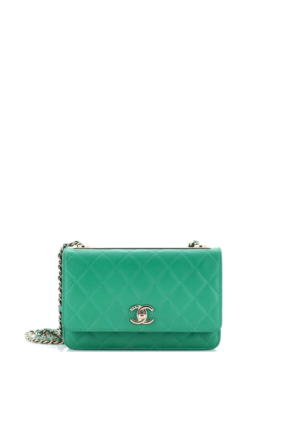 Pre-Owned Trendy CC Wallet on Chain Quilted Lambskin By Rebag