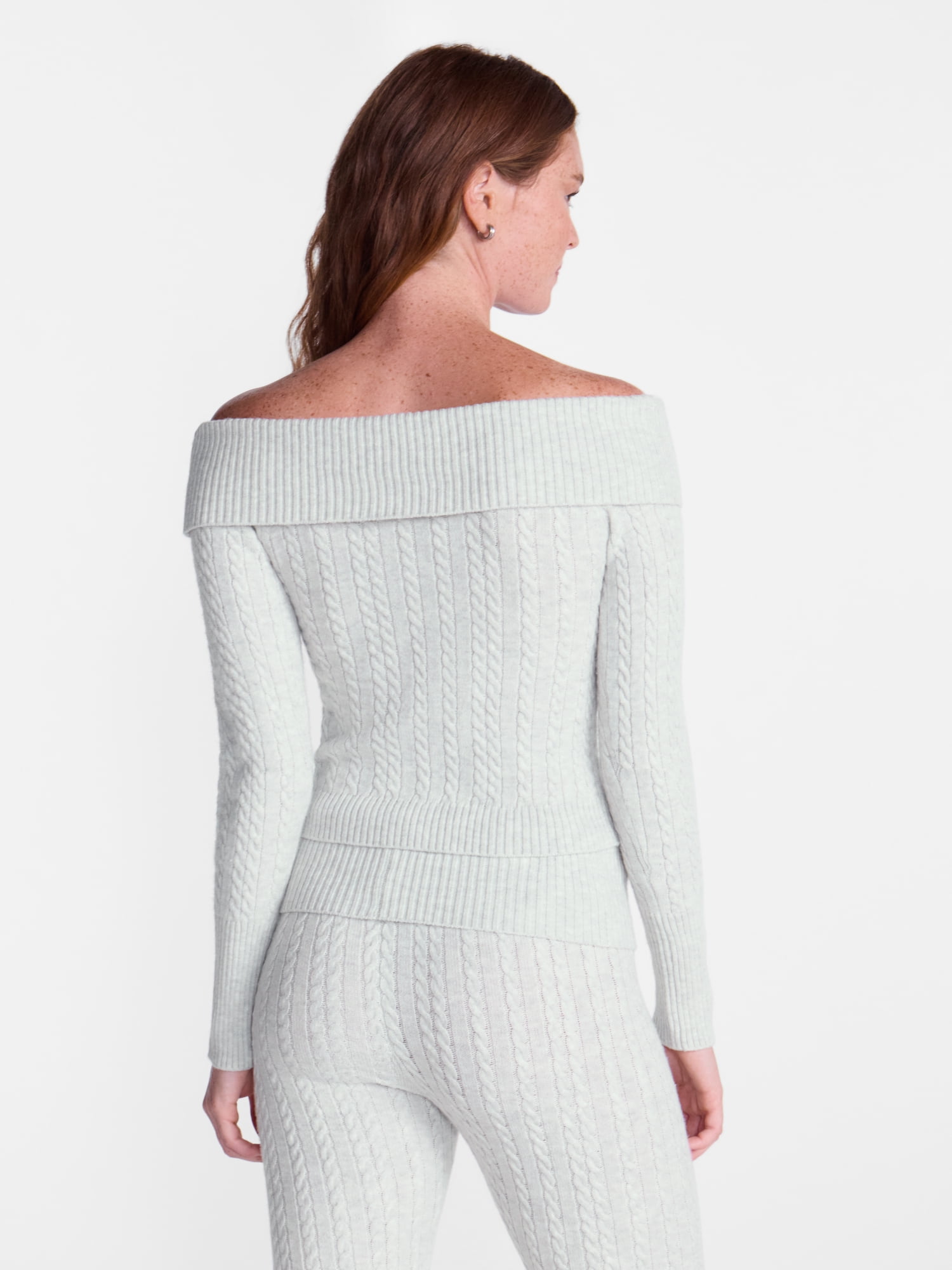 No Boundaries Cable Knit Off The Shoulder Sweater, Women's XXS-XXL