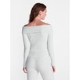 thumbnail image 3 of No Boundaries Cable Knit Off The Shoulder Sweater, Women's XXS-XXL, 3 of 5