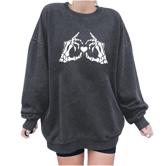 Sudadera Para Mujer Sudaderas de Cuello Redondo Manga Larga Suelta Cuello Redondo Estampado Sudadera Top Blusa Odeerbi ODB147036