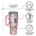 thumbnail image 4 of OBREWU French Bulldog Dog Pattern with Flowers Tumbler with Handle and Lid,French Bulldog Dog Pattern with Flowers 40oz Double Wall Vacuum Insulated Tumbler,Cups Gift for Women and Men, 4 of 7