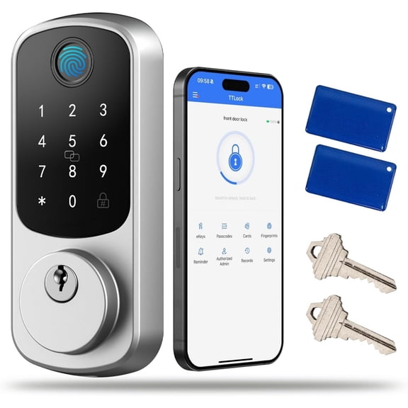 Smart Door Lock B200, Smart Deadbolt Lock, Keyless Entry Door Lock, Fingerprint Smart Lock, Smart Locks for Front Door, App Control, Touchscreen Keypad Deadbolts,12-Month Battery