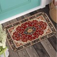 thumbnail image 3 of Oriental Red Plush Flannel Bath Rug 16x24 Inches, Quick Dry Absorbent Non Slip Mat for Bathroom Sink Tub, 3 of 6