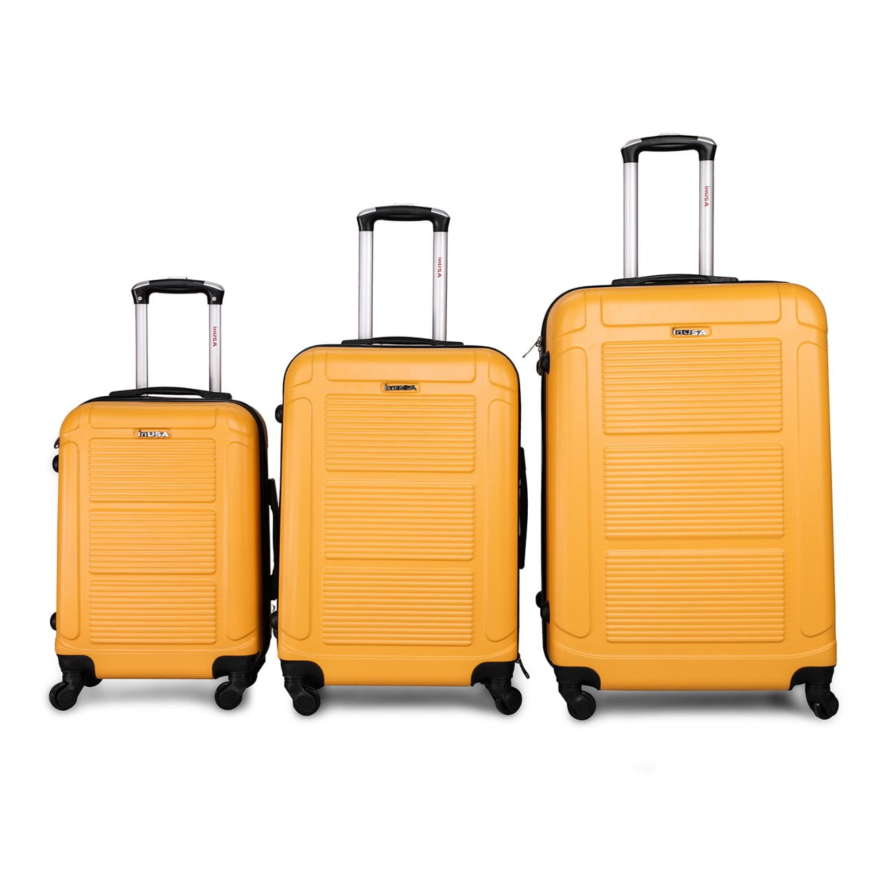 InUSA Pilot 3-Piece Hardside Luggage Sets with Spinner Wheels, Handle, Trolley, (20"/24"/28"), Mustard