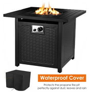 LUDOSPORT 30 in Propane Fire Pit Table 50,000 BTU Auto-Ignition Gas Fire Pit with Rain Cover & Lava Rock