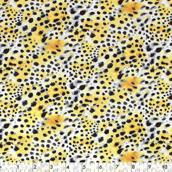 Fabric Creations White, Orange and Black Jungle Leaopard Fur Cotton Fabric by the Metre