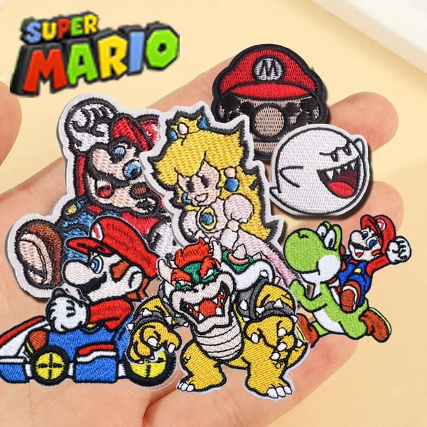 Parche de tela bordado de Super Mario para niños, Parche de costura artesanal, planchado a alta temperatura, ropa, Jeans, personajes de dibujos animados, 2024