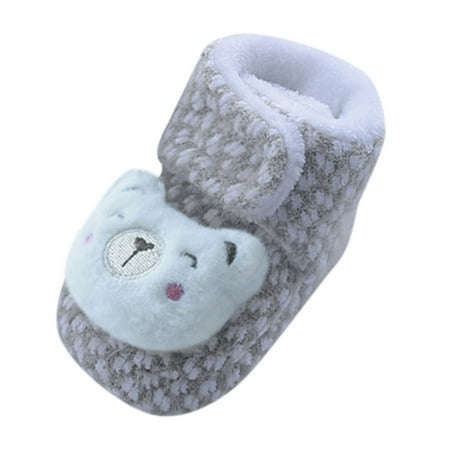 BOBOGOJP Baby Booties Cozy Fleece Snow Boots Toddler Slippers Non-Slip Walking Shoes Outdoor Booties (Brown 4)