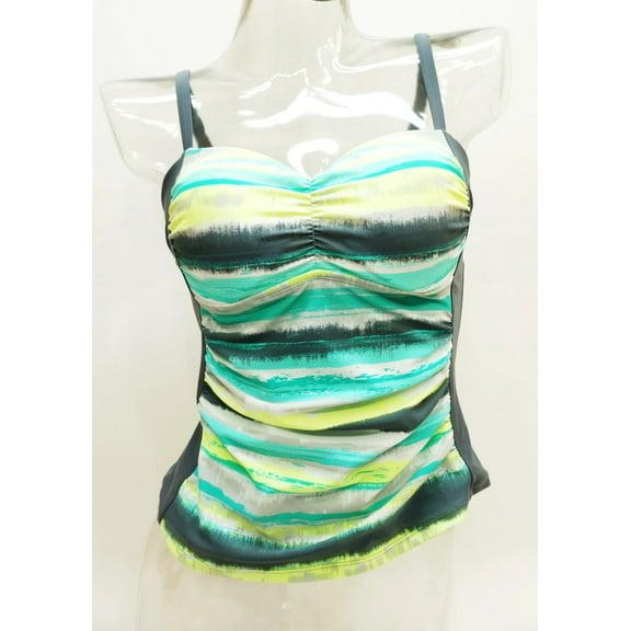 Free Country Seafoam Paint Splatter Bandeau Underwire Tankini Top Swimwear Women's Small