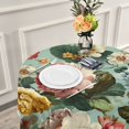 thumbnail image 6 of 60 Inch Round Tablecloth with White Lace Trim Fall Table Cover for Elegant Dining Decor Floral Pattern with Roses, 6 of 8
