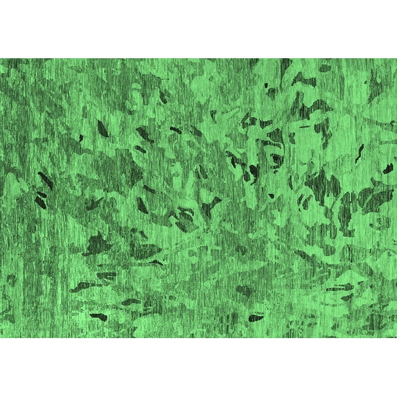 Ahgly Company Indoor Rectangle Oriental Emerald Green Industrial Area Rugs, 2' x 5'