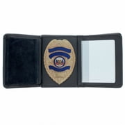 ASR Federal Black Leather Trifold RFID Wallet Police Badge Holder with Removable ID Card Holder, Shield