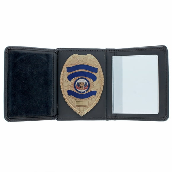 ASR Federal Black Leather RFID Wallet Police Badge Holder with Removable ID Card Holder, Shield