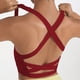 thumbnail image 5 of Ropa interior deportiva para mujer con almohadillas cruzadas en la espalda, camiseta de entrenamiento para mujer de sujeción media, color piel, burdeos y rojo, 5 of 6