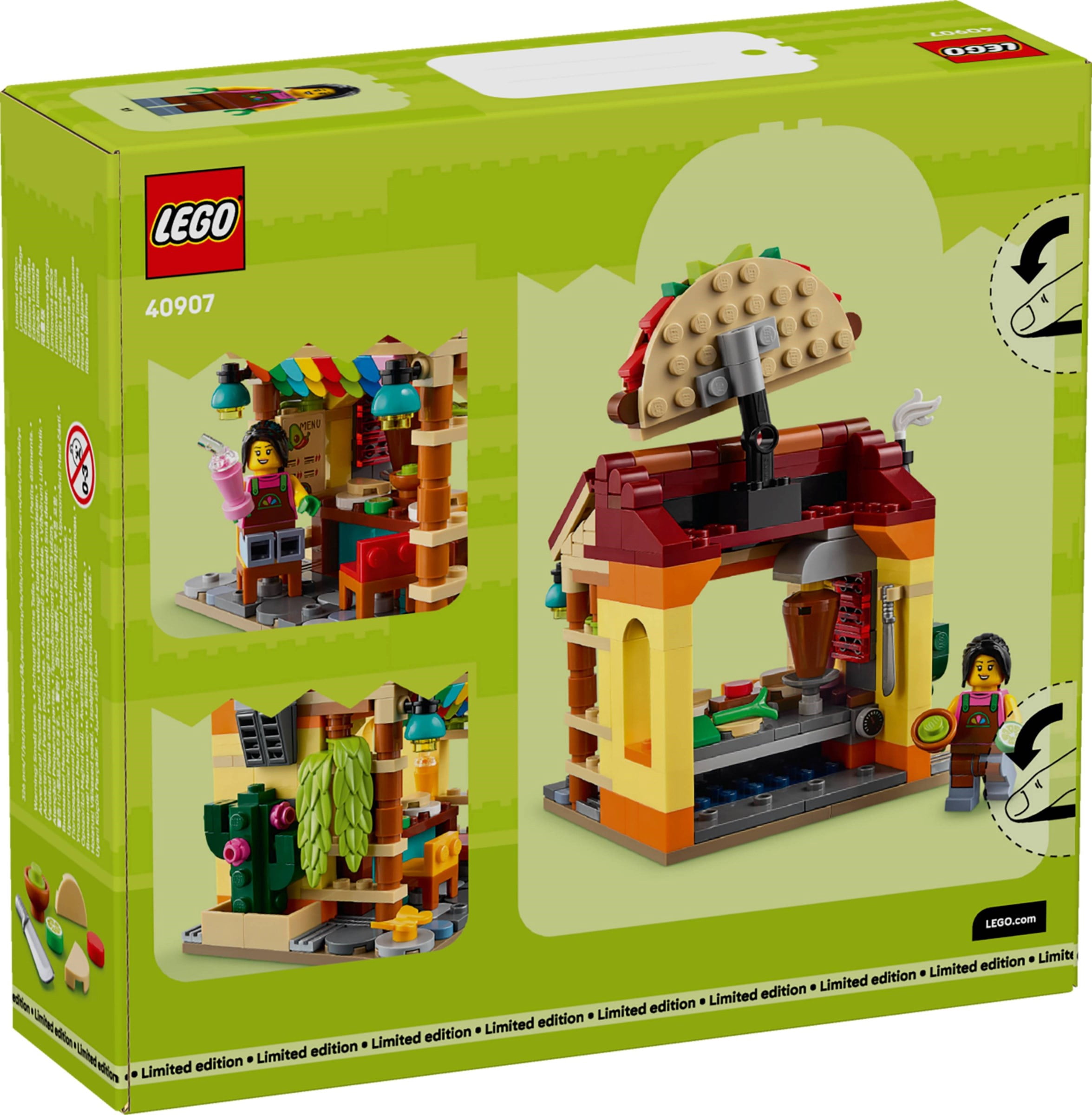 LEGO Restaurants of the World Mexico – 327-Piece Taco Shop Taqueria Building Set, Minifigure & Cactus, Collectible Food Display Model Gift – 40907