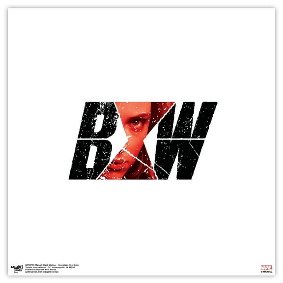 Gallery Pops Marvel Black Widow - Hourglass Text Icon Wall Art, Unframed Version, 12" x 12"
