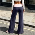 thumbnail image 6 of Women Wide Leg Loungewear Pants High Waist Soft Stretch Comfortable Loose Casual Workout Yoga Trousers with Pockets Navy L, 6 of 7